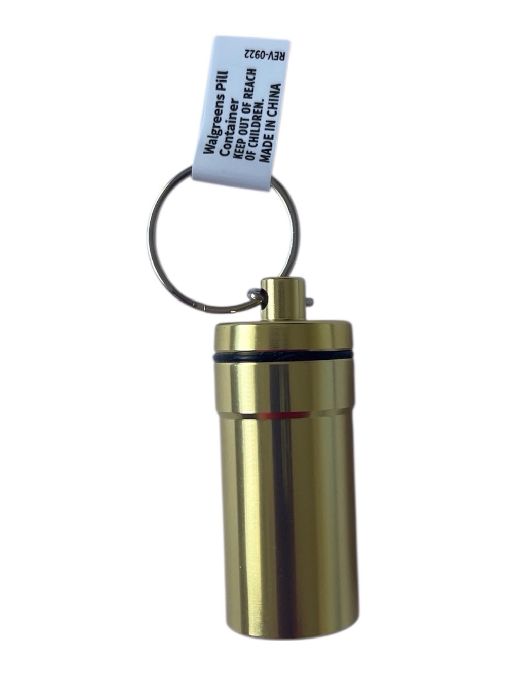 Brand New w/ Label Walgreens Gold Tone Peel Container Keychain, H-2 in. B1 - Picture 2 of 5